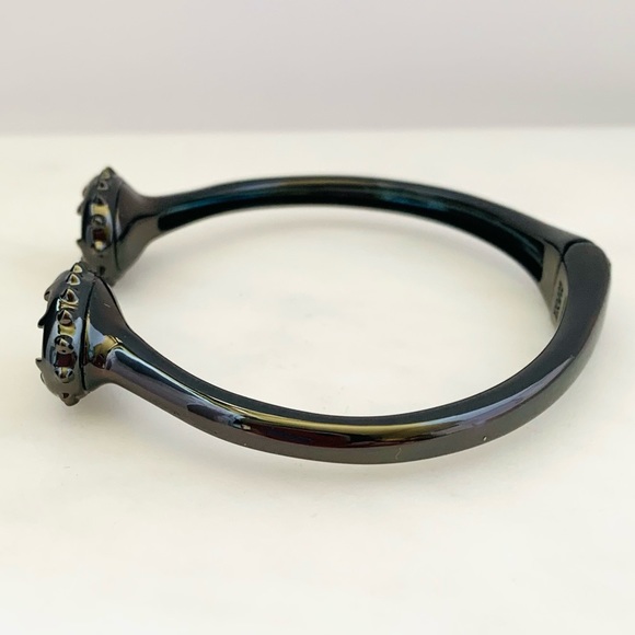ALEXIS BITTAR• Dark Alchemy Gunmetal Modern Georgian Pyrite Hinged Cuff Bracelet - Picture 8 of 12